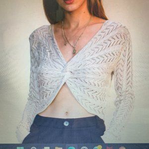 American Trends Cross Front Knit Sweater Open Weave New